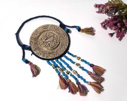 Metal Nazarlık - Gümüş Kaplama Kuşlu Cam Boncuklu Nazarlık - Nazar Boncuğu - Otel - Dükkan Kapı Duvar Süsü - 009