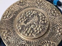 Metal Nazarlık - Gümüş Kaplama Kuşlu Cam Boncuklu Nazarlık - Nazar Boncuğu - Otel - Dükkan Kapı Duvar Süsü - 009