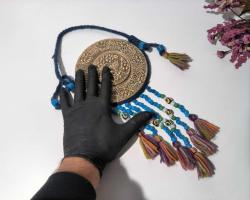 Metal Nazarlık - Gümüş Kaplama Kuşlu Cam Boncuklu Nazarlık - Nazar Boncuğu - Otel - Dükkan Kapı Duvar Süsü - 009