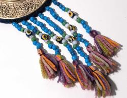 Metal Nazarlık - Gümüş Kaplama Kuşlu Cam Boncuklu Nazarlık - Nazar Boncuğu - Otel - Dükkan Kapı Duvar Süsü - 009