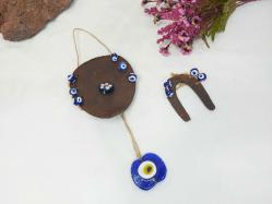 Antika At Nalı Nazarlık - El İşi Tasarım Nazar Boncuğu - Nazar Cam Boncuklu Nazarlık - Otel - Dükkan Kapı Duvar Süsü - 2 Adet