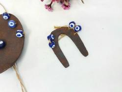 Antika At Nalı Nazarlık - El İşi Tasarım Nazar Boncuğu - Nazar Cam Boncuklu Nazarlık - Otel - Dükkan Kapı Duvar Süsü - 2 Adet