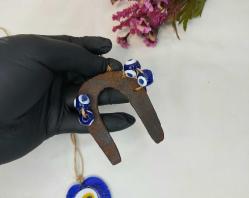 Antika At Nalı Nazarlık - El İşi Tasarım Nazar Boncuğu - Nazar Cam Boncuklu Nazarlık - Otel - Dükkan Kapı Duvar Süsü - 2 Adet