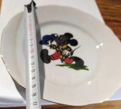 Üretim hatası! Gri boyanmış miki fare desenli porselen çocuk yemek tabağı