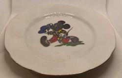 Üretim hatası! Gri boyanmış miki fare desenli porselen çocuk yemek tabağı