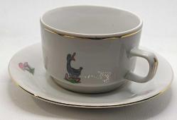 Ördek ve Mantar desenli porselen fincan ve tabağı