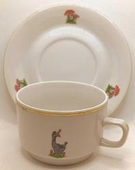 Ördek ve Mantar desenli porselen fincan ve tabağı