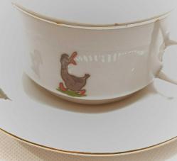 Ördek ve Mantar desenli porselen fincan ve tabağı