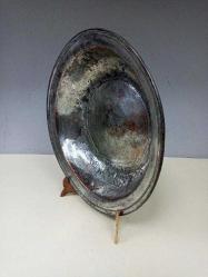 Antika Osmanlı Saz Tuğralı - Tarihli Dövme Bakır Sahan