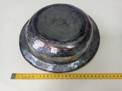 Antika Osmanlı Saz Tuğralı - Tarihli Dövme Bakır Sahan