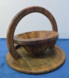 26 cm Çapında İç içe Geçmeli Kaldırıldığında Şekerlik Olarak Kullanılabilen Ahşap Dekoratif Nihale