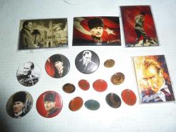 ATATÜRK ROZETİ MADALYON TÜRK BAYRAĞI ROZETİ ve  PLASTİK AKRİLİK ATATÜRK MAGNET KOLEKSİYONU 46 ADET+ÜCRETSİZ KARGO