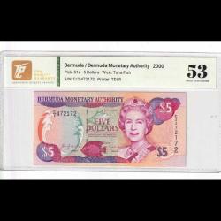 Bermuda 5 dolar 2000 ÇA Sertifikalı Kraliçe Elizabeth