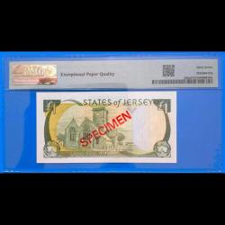Jersey 1 pound 2000 Çil SPECIMEN  PMG 67 EPQ Kraliçe Elizabeth