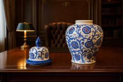 Çini Desenli %100 El Yapımı Vazo