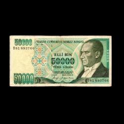 TÜRKİYE (1989) - 50.000 Lira (T-ÇT 6,5/10)