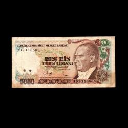 TÜRKİYE (1990) - 5.000 Lira (Temiz 6,0/10)