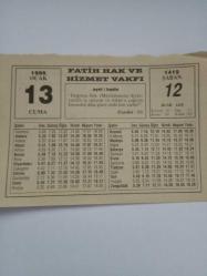 13 Ocak 1995-Orijinal Takvim Yaprağı-Doğum Günü-Söz,Nişan,Nikâh,Düğün ve Önemli Günler Hediyesi-Fatih Hak ve Hizmet Vakfı-Ayet/Hadis(Fussilet:33)-Baston Üzerine-Süleyman Demirel-Göze Çay Pansumanı