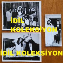 TÜRKİYE'NİN İLK TRANS DANSÖZÜ ALEV TAMARA'NIN (VELİ YAVUZ) ORİJİNAL 3'LÜ FOTOĞRAF SETİ - 18 x 13 cm ve 14 x 7 cm EBADINDA - ALEV TAMARA'NIN MUSTAFA SUNGUR'LA EVLENİRKEN NİKAH TÖRENLERİNDE ÇEKİLMİŞ 3 FARKLI HATIRA FOTOĞRAFI. 17 NİSAN 1974
