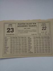 23 Ocak 1995-Orijinal Takvim Yaprağı-Doğum Günü-Söz,Nişan,Nikâh,Düğün ve Önemli Günler Hediyesi-Fatih Hak ve Hizmet Vakfı-Ayet/Hadis(Enfâl:28)-Duanın Efdali-Sözün Özü-Birkaç Not