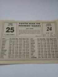 25 Ocak 1995-Orijinal Takvim Yaprağı-Doğum Günü-Söz,Nişan,Nikâh,Düğün ve Önemli Günler Hediyesi-Fatih Hak ve Hizmet Vakfı-Ayet/Hadis(Bakara:173)(Dünden Devam)-Sözün Özü-Sarımsağı Çiğ Yiyin