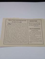 26 Ocak 1995-Orijinal Takvim Yaprağı-Doğum Günü-Söz,Nişan,Nikâh,Düğün ve Önemli Günler Hediyesi-Fatih Hak ve Hizmet Vakfı-Ayet/Hadis(İbni Mace:7/2518)-Milli Nizam Partisi'nin Kurucuları-Buhari/Dua:2140-Konuş-ma
