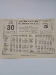 30 Ocak 1995-Orijinal Takvim Yaprağı-Doğum Günü-Söz,Nişan,Nikâh,Düğün ve Önemli Günler Hediyesi-Fatih Hak ve Hizmet Vakfı-Ayet/Hadis(Buhâri,İ'tisam 2)-(Dünden Devam)-Sözün Özü-Kaç Çeşit Koku Var?