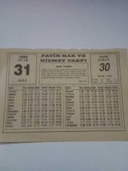 31 Ocak 1995-Orijinal Takvim Yaprağı-Doğum Günü-Söz,Nişan,Nikâh,Düğün ve Önemli Günler Hediyesi-Fatih Hak ve Hizmet Vakfı-Ayet/Hadis(İsrâ:23)-(Dünden Devam)-Tagore-Yanlışa Bakın