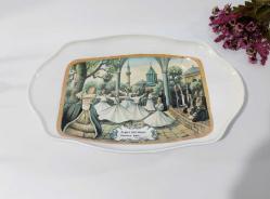 Eski Mevlana Tabak - Derin Kase Sunumluk - Semazen - Konya - Mevlana Temalı MELAMİN TABAK - BÜYÜK