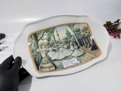 Eski Mevlana Tabak - Derin Kase Sunumluk - Semazen - Konya - Mevlana Temalı MELAMİN TABAK - BÜYÜK