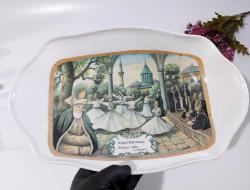 Eski Mevlana Tabak - Derin Kase Sunumluk - Semazen - Konya - Mevlana Temalı MELAMİN TABAK - BÜYÜK