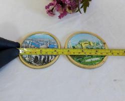 Eski Aya Sofya ve Süleymaniye Cami Mini Tabak - Dekor - Bardak Altı  - İstanbul Temalı Hediyelik - 2 Adet