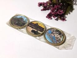 Eski Aya Sofya ve Süleymaniye Cami - Boğaz Köprüsü Mini Tabak - Dekor - Bardak Altı  - İstanbul Temalı Hediyelik - 6 Adet