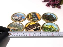 Eski Aya Sofya ve Süleymaniye Cami - Boğaz Köprüsü Mini Tabak - Dekor - Bardak Altı  - İstanbul Temalı Hediyelik - 6 Adet