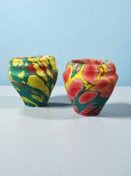 vintage el boyama vazo set 2 adet & 10 cm