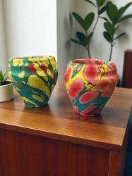 vintage el boyama vazo set 2 adet & 10 cm