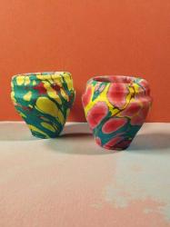 vintage el boyama vazo set 2 adet & 10 cm