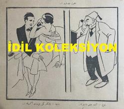 Osmanlıca Akbaba Mizah Dergisi-Gazetesi, Orijinal Dönem Basım, (Ottoman Magazine-Newspaper) - 21 Nisan 1924 - Sayı: 144 - Rumi: 21 Nisan 1340 - Hicri: 17 Ramazan 1342 - Karikatürist Ramiz Gökçe'nin Çalışması: Firari Zengin Ermeniler Tahkikatı Neticesinde: 