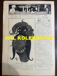 Osmanlıca Akbaba Mizah Dergisi-Gazetesi, Orijinal Dönem Basım, (Ottoman Magazine-Newspaper) - 16 Ekim 1924 - Sayı: 195 - Rumi: 16 Teşrin-i Evvel 1340 - Karikatürist Ramiz Gökçe'nin Musul Meselesini Konu Aldığı Çalışması: 