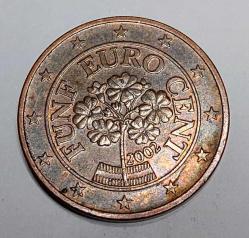 AVUSTURYA 2002 5 EURO CENT #2