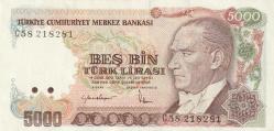 7.Emisyon 4. Tertip 5000 Türk Lirası G68 027579 TEMİZ