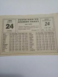 24 Şubat 1995-Orijinal Takvim Yaprağı-Doğum Günü-Söz,Nişan,Nikâh,Düğün ve Önemli Günler Hediyesi-Fatih Hak ve Hizmet Vakfı-Ayet/Hadis(Tirmizi:11)-Tarihte Sürat Rekorları-Sözün Özü-53 Milyon Bahşiş