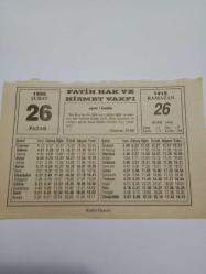 26 Şubat 1995-Orijinal Takvim Yaprağı-Doğum Günü-Söz,Nişan,Nikâh,Düğün ve Önemli Günler Hediyesi-Fatih Hak ve Hizmet Vakfı-Ayet/Hadis(Zariyat:55-56)-Bin Geceden Daha Hayırlı Kadir Gecesi-Sadi Şurazi-İsraftan Kaçının