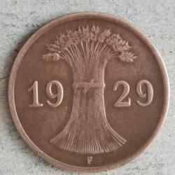 ALMANYA  1929 F   1 REICHSPFENNİG