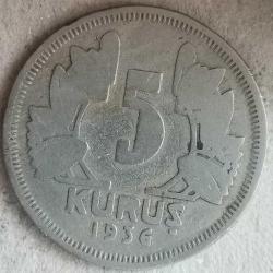 TÜRKİYE  1936    5   KURUŞ