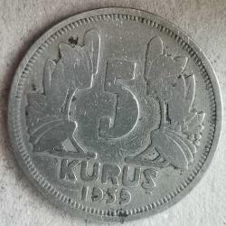 TÜRKİYE  1939    5   KURUŞ