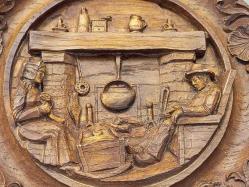 Vintage Fransız Üç Boyutlu Ahşap Stil Duvar Tabağı