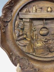 Vintage Fransız Üç Boyutlu Ahşap Stil Duvar Tabağı