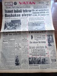 Vatan Gazetesi - Turkish Newspaper - 2 Haziran 1962 - bir saldırı karşısında benim hikayem yazan Şevket Süreyya Aydemir Başmakale - Cemal Gürsel Parti liderleri ile anlaştı - İsmet İnönü tekrar Başbakan oluyor - üçlü koalisyon muhtemel - 25 milletvekili daha Cumhuriyetçi Köylü Millet Partisinden istifa etti - Eskişehir'de facia bir jet seyircilerin önünde infilak etti 4 ölü 41 yaralı var - Dil Bayramı Karaman'da kutlanıyor - Eichman asıldı - Genelkurmay Başkanı Orgeneral Cevdet Sunay'a göre demokratik rejim bizde de yaşayacak - Ortak Pazar ve Türk İş yazan Fethi Naci - Yahudi Kasabı Eichman ölümü gayet soğukkanlılıkla karşıladı fotoğraf - dışarıdaki işçilerimiz yazan Oktay Akbal - Makarios Kennedy ile görüşecek - Üç perdelik cinayet yazan agatha christie çeviren Ülkü Tamer Yazı Dizisi - İstanbul Ankara Radyosu Programı - İtalyan futbolcularına şarap yasak edildi - Şili Dünya kupası'ndan yeni haberler - Brezilya forveti Garrincha Didi Pele Vava Zagalo foto - Hakkı Yeten rakipsiz kaldı