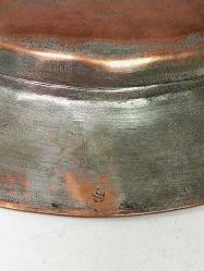 Antika Osmanlı Saz Tuğralı ve Mühürlü Kızıl Bakır Büyük Lenger